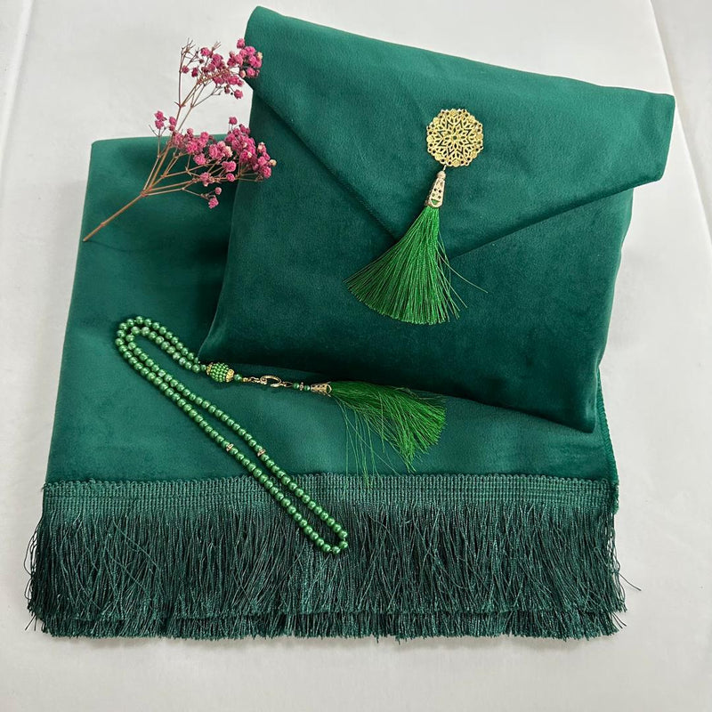 Travel Prayer Mat with Prayer Beads and pouch.