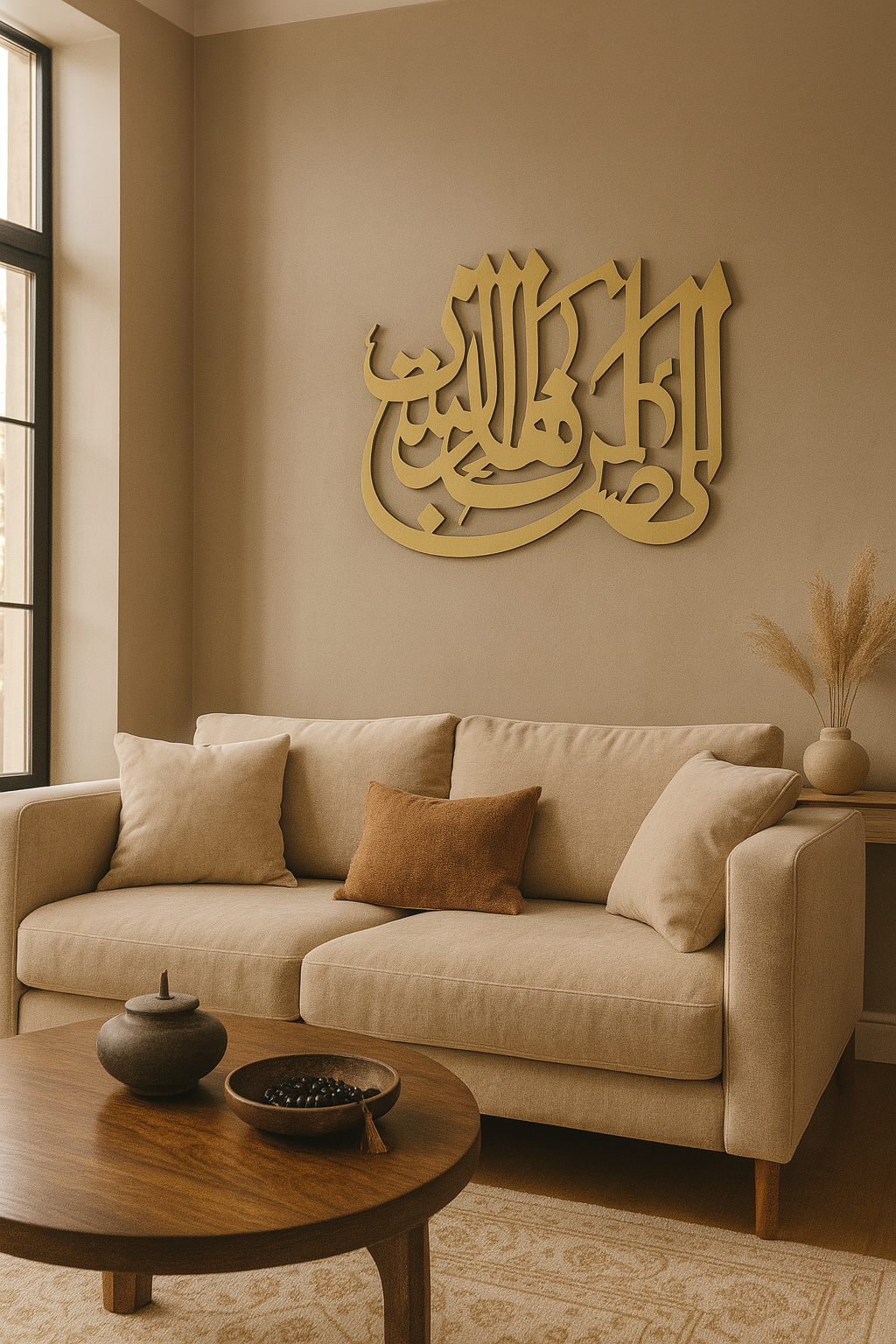 God (Allah) Bless This Home Tuluth Art in Stainless Steel and Wood