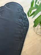 Linen Prayer Mat with Floral Embroidery and Beads – Islamic Prayer Rug