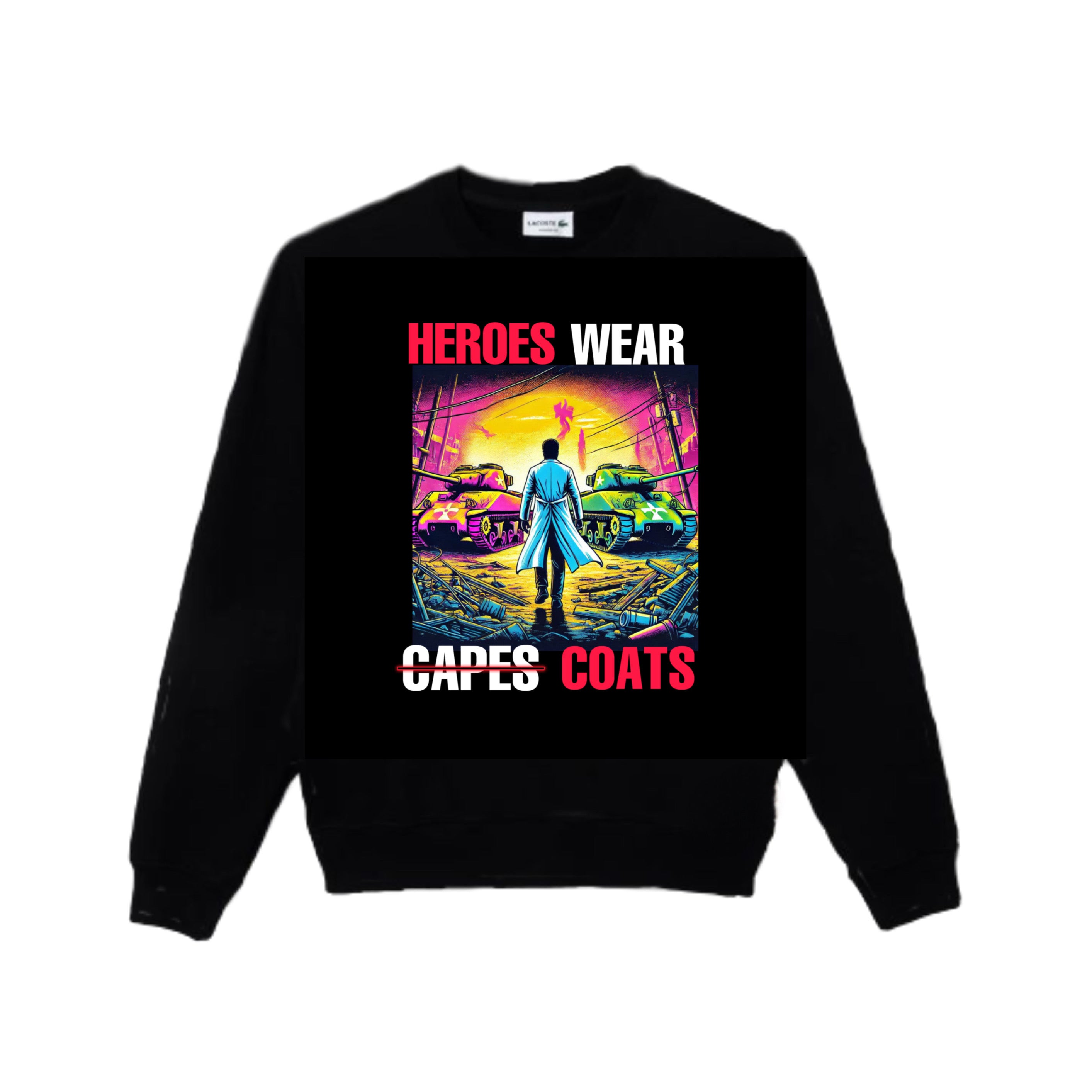 HEROES WEAR COATS Pullover Sweatshirt (UNISEX) inspired by Dr Abu Safia - Black