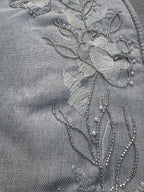 Linen Prayer Mat with Floral Embroidery and Beads – Islamic Prayer Rug