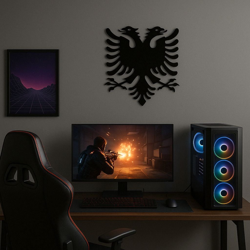 Albanian Eagle Logo in Stainless Steel