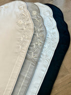 Linen Prayer Mat with Floral Embroidery and Beads – Islamic Prayer Rug