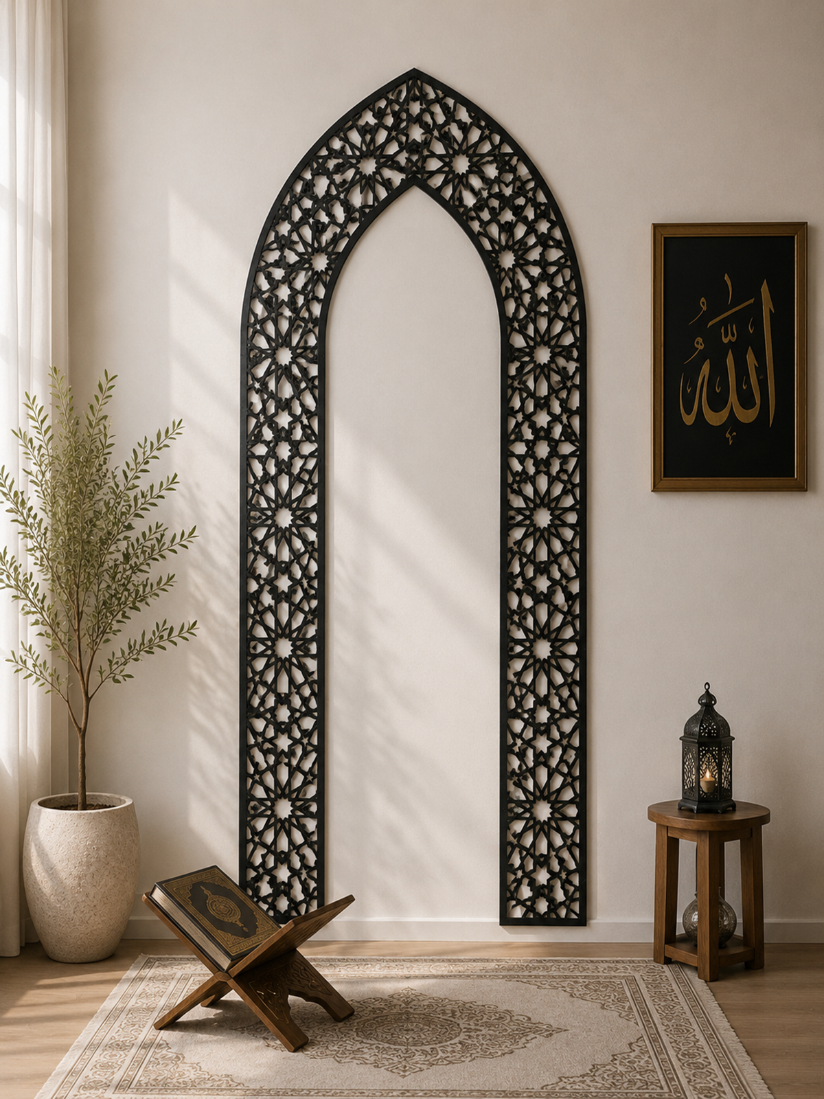 7ft Islamic Mihrab Arch Wall Decor | Premium Metal Prayer Corner Frame