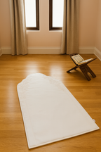 Linen Prayer Mat with Floral Embroidery and Beads – Islamic Prayer Rug