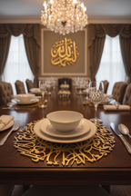 Arabesque Wooden Calligraphic Placemats chargers set