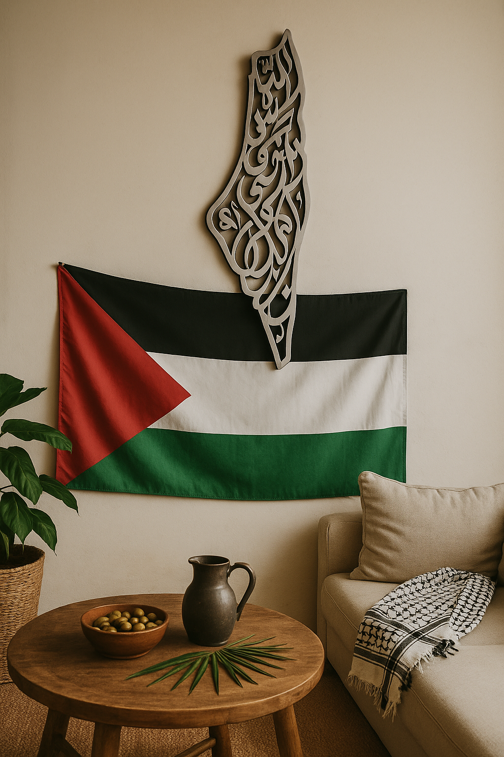 Palestine Map Art Verse Hasbunallahu Wa Ni'mal Wakeel Meaning in Arabic Islamic Calligraphy