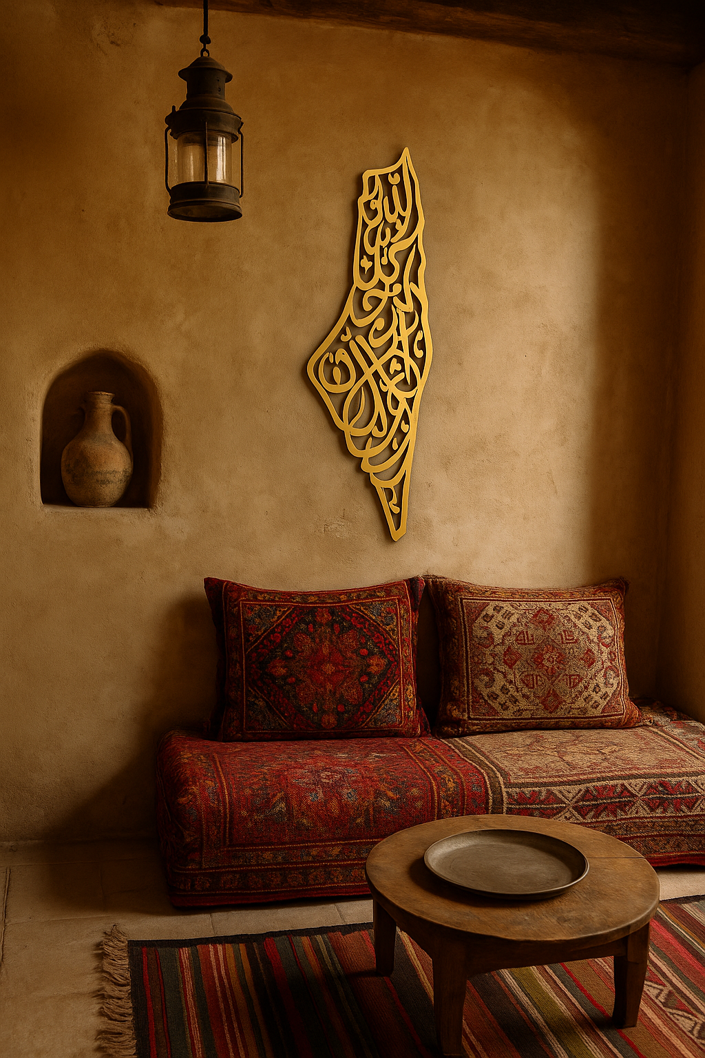 Palestine Map Art Verse Hasbunallahu Wa Ni'mal Wakeel Meaning in Arabic Islamic Calligraphy