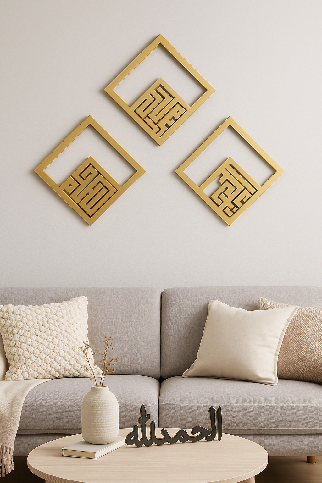 Diamond Dikr Kufic Set in Stainless Steel or Wood