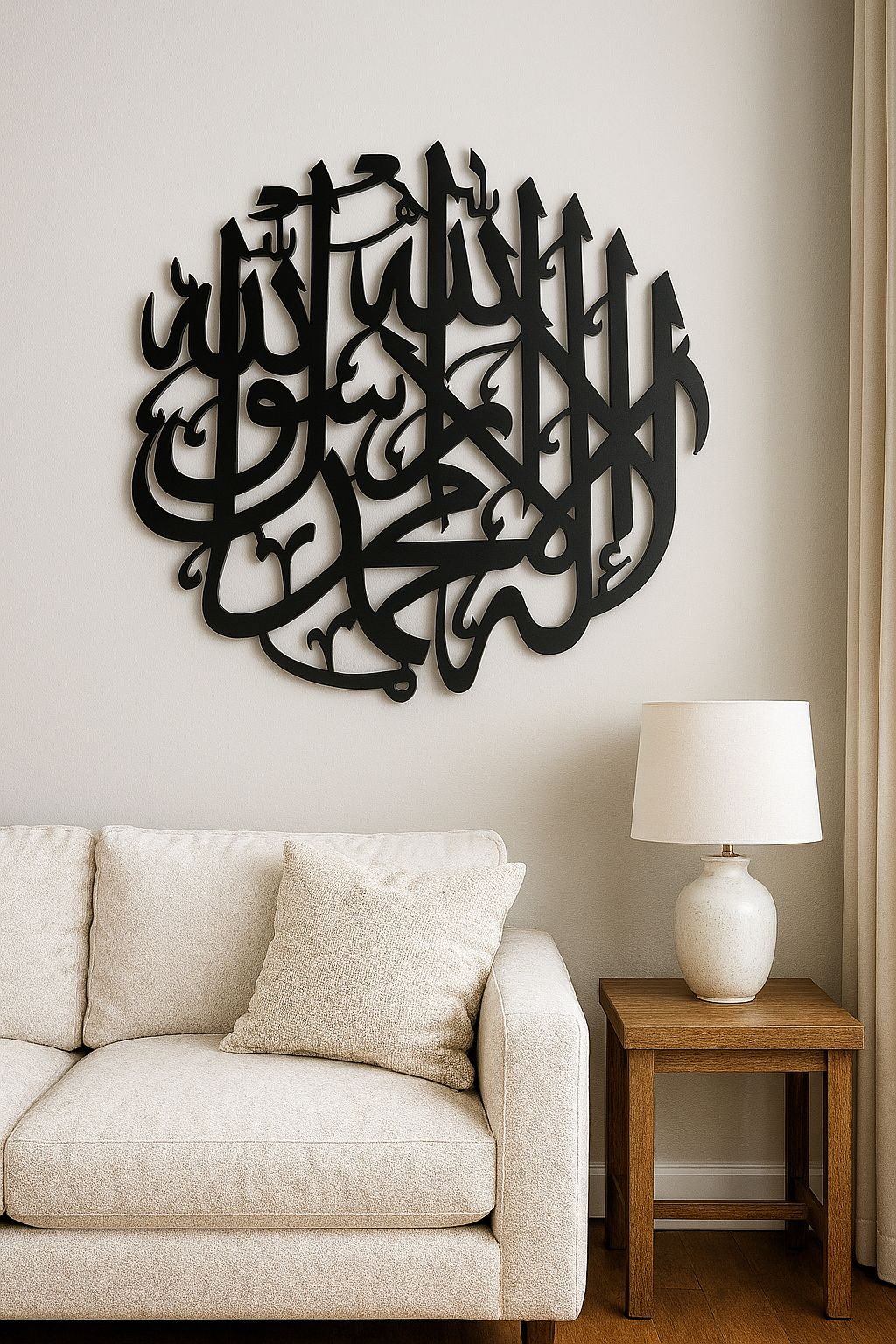 3D Round Kalma Shahada Stainless Steel Wall Art