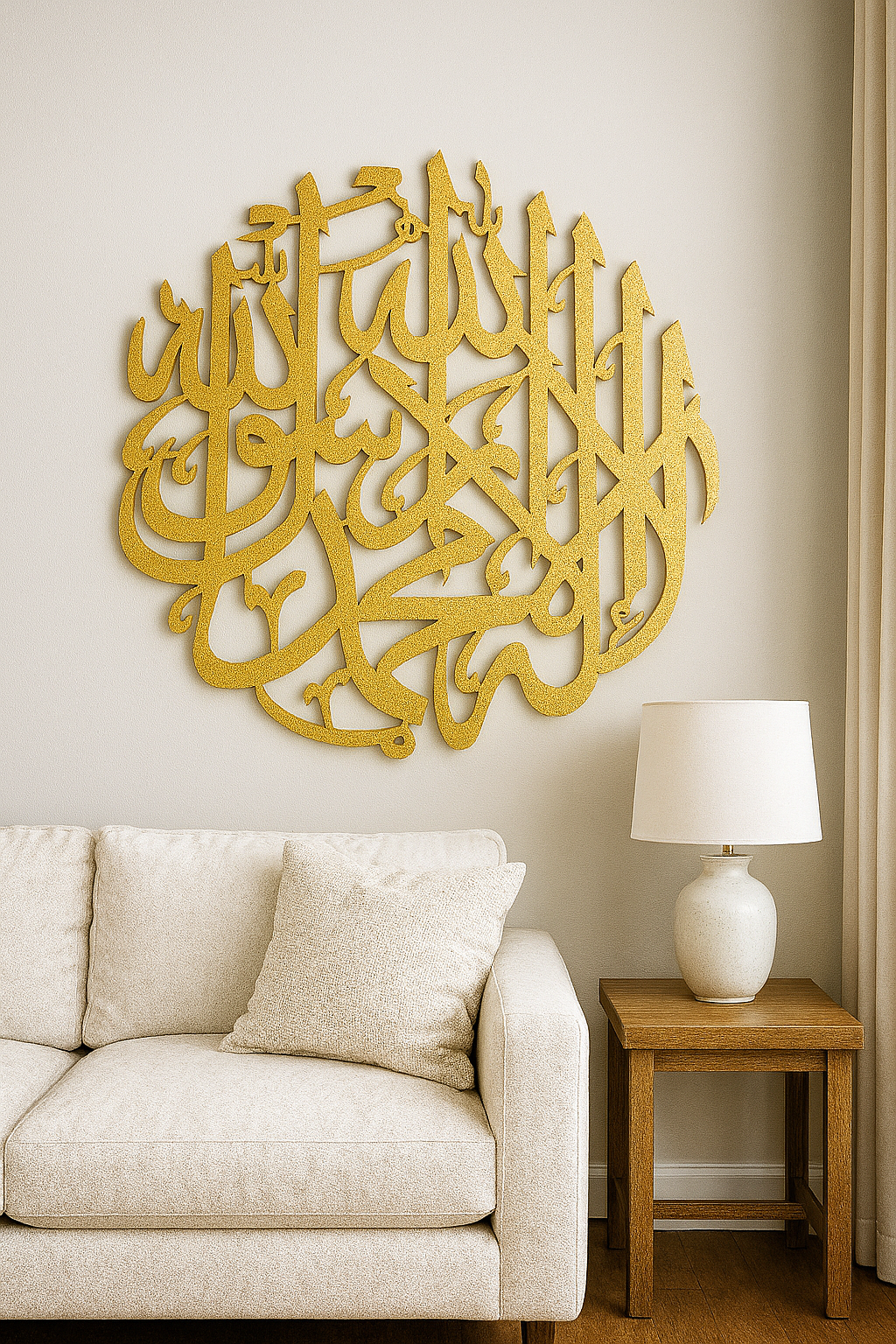 3D Round Kalma Shahada Stainless Steel Wall Art