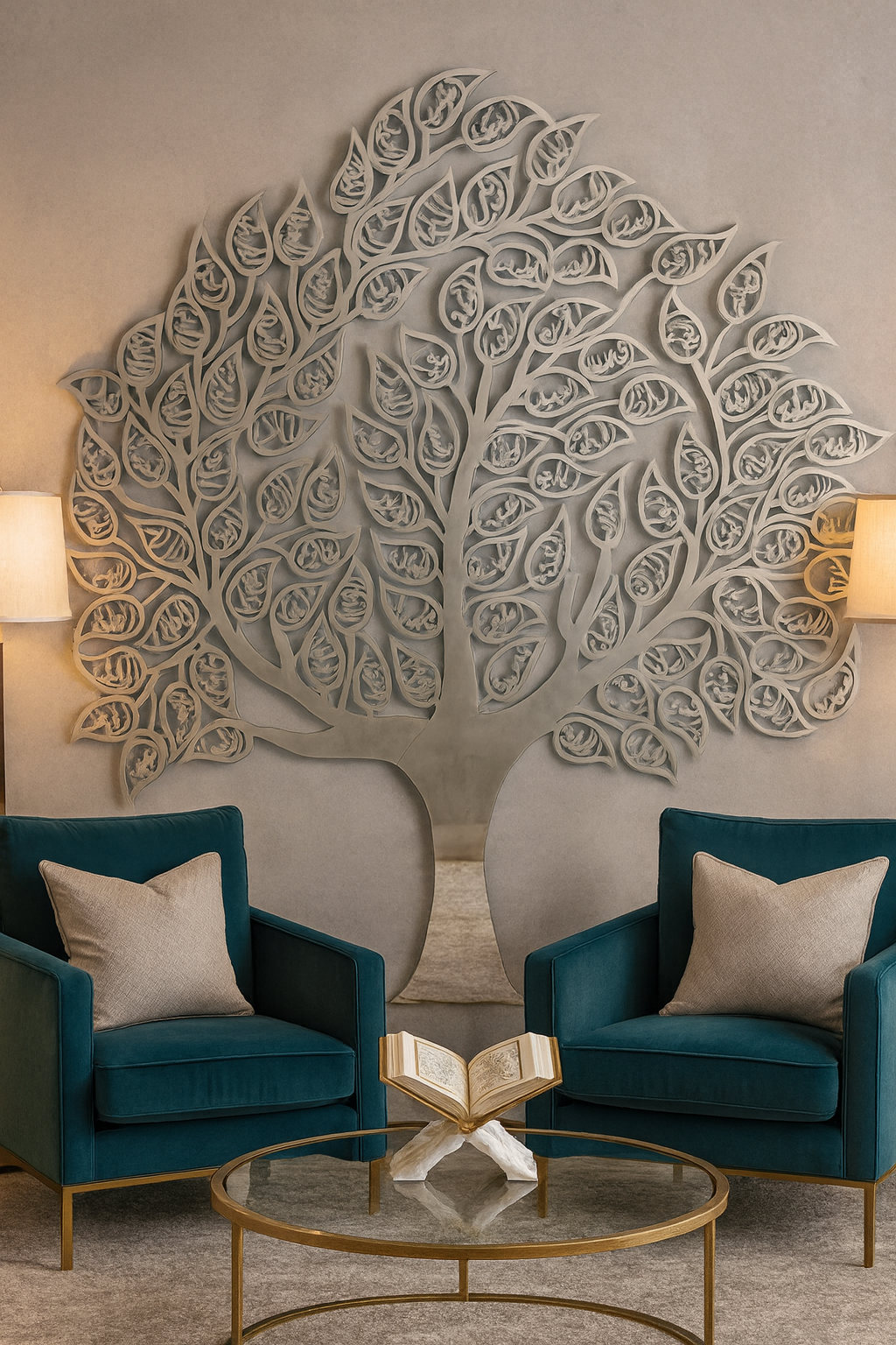 Asma Al Husna 99 Names of Allah Tree in Wood or Stainless Steel.