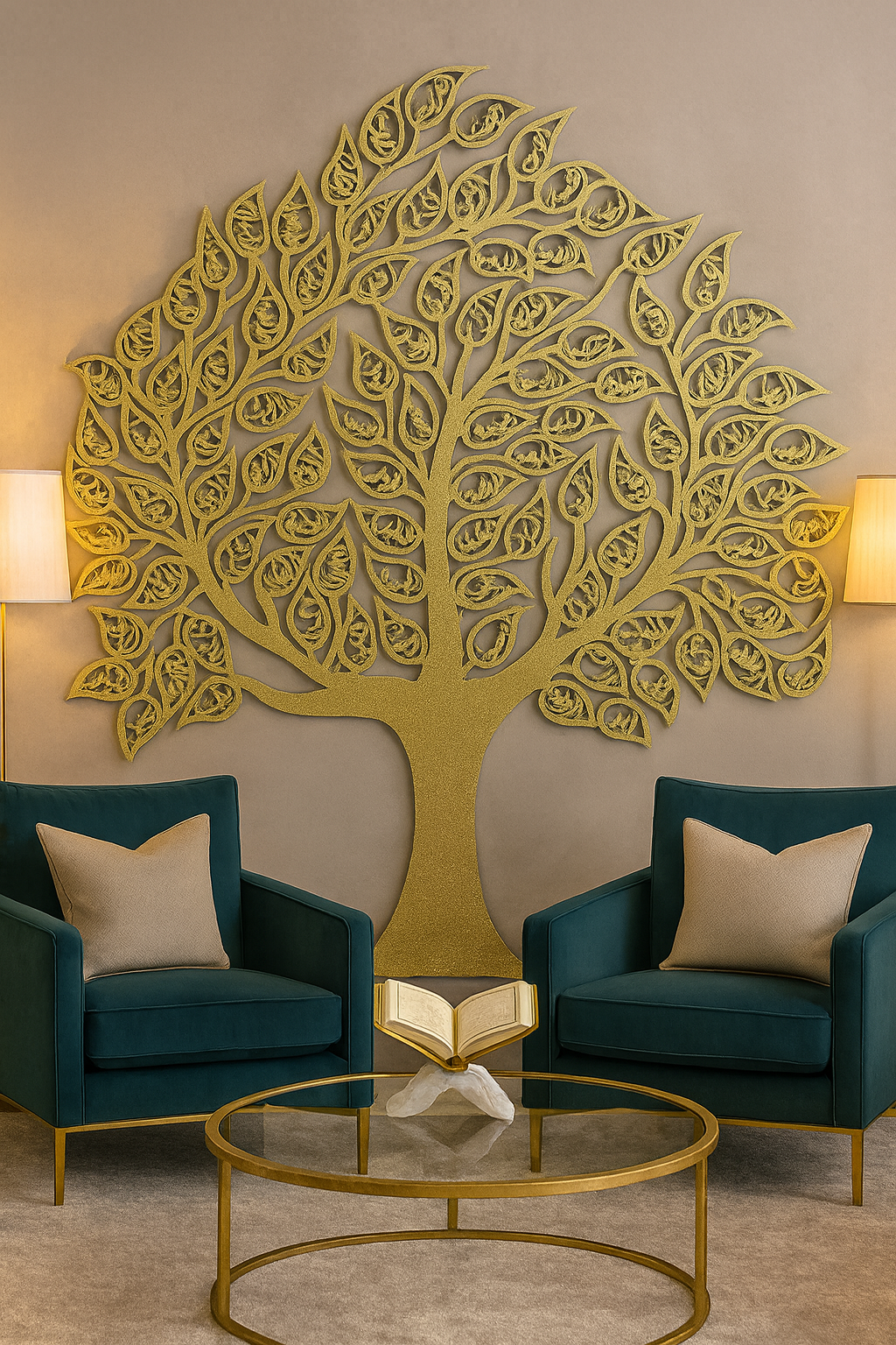 Asma Al Husna 99 Names of Allah Tree in Wood or Stainless Steel.