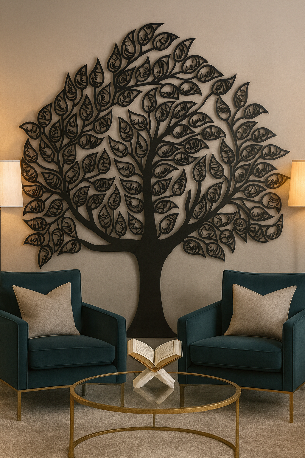 Asma Al Husna 99 Names of Allah Tree in Wood or Stainless Steel.