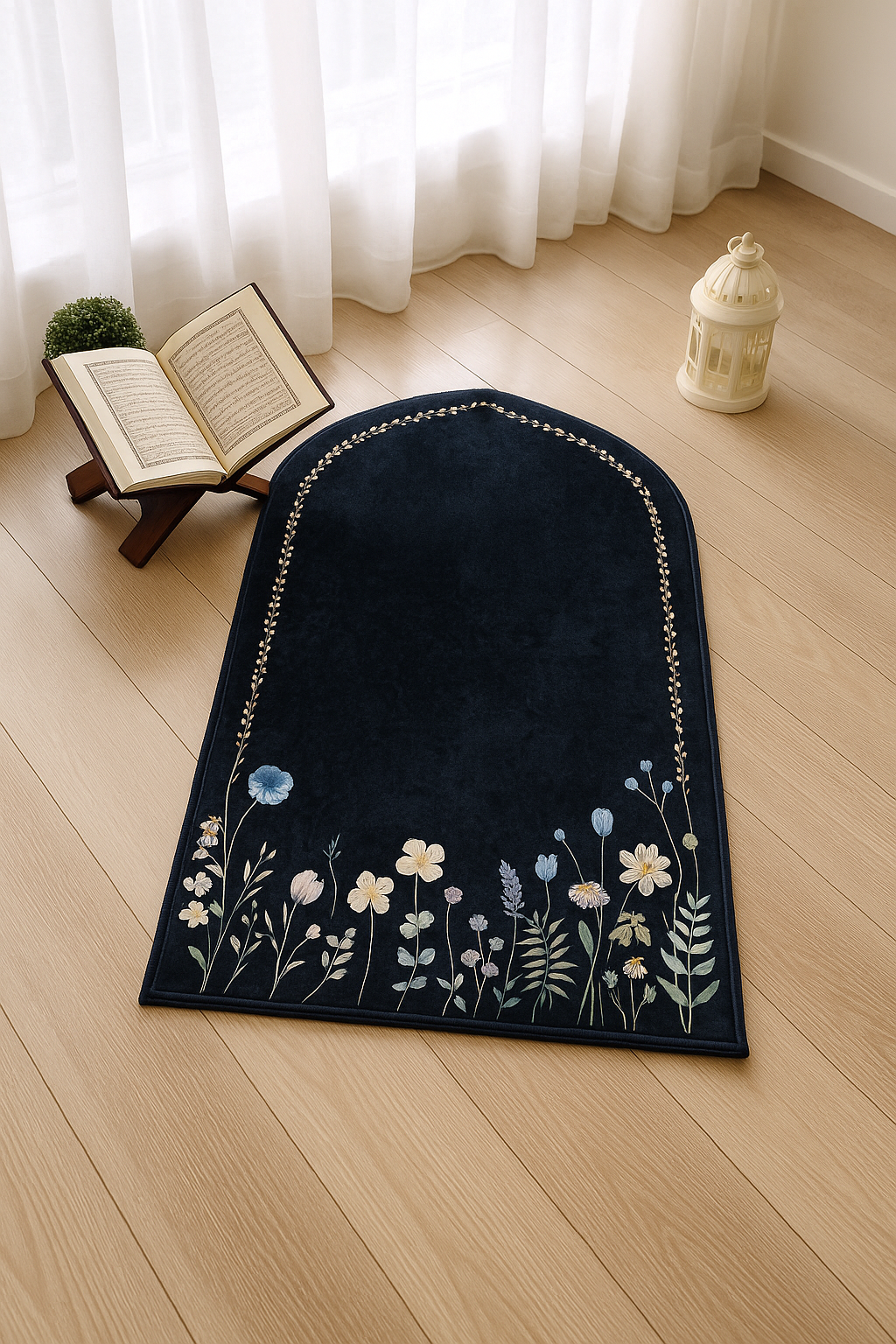 Luxury Islamic Prayer Mat & Rug – Large 48x28” Velvet with Anti-Slip, Lightweight & Travel-Friendly
