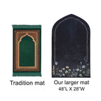 Luxury Islamic Prayer Mat & Rug – Large 48x28” Velvet with Anti-Slip, Lightweight & Travel-Friendly