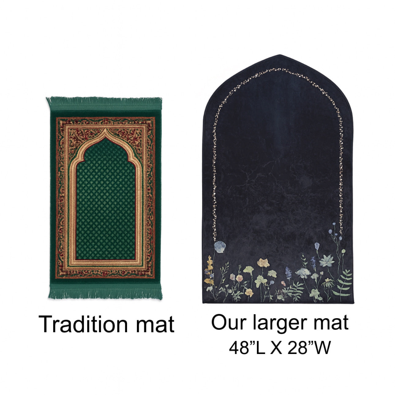 Luxury Islamic Prayer Mat & Rug – Large 48x28” Velvet with Anti-Slip, Lightweight & Travel-Friendly