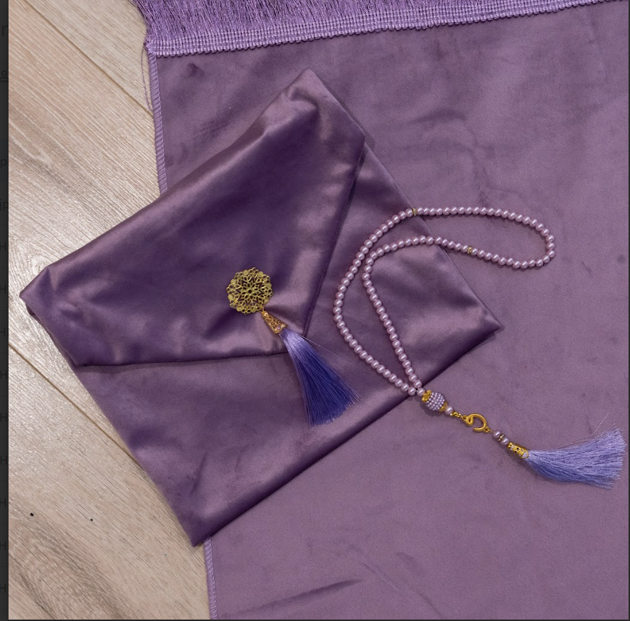 Travel Prayer Mat with Prayer Beads and pouch.