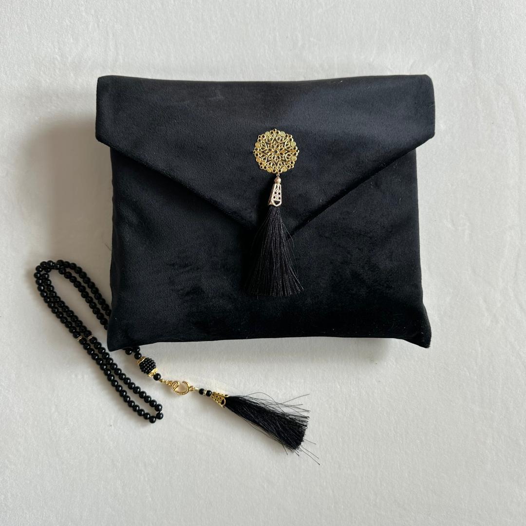 Travel Prayer Mat with Prayer Beads and pouch.