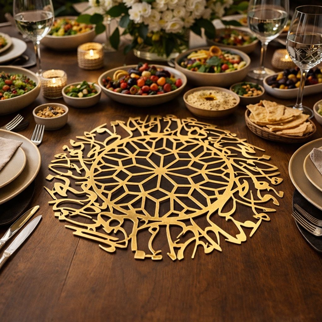 Arabesque Wooden Calligraphic Placemats chargers set