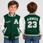 Custom Kids Varsity Jacket, Personalized Name & Number, Arabic/Urdu Text (Fully Customizable)