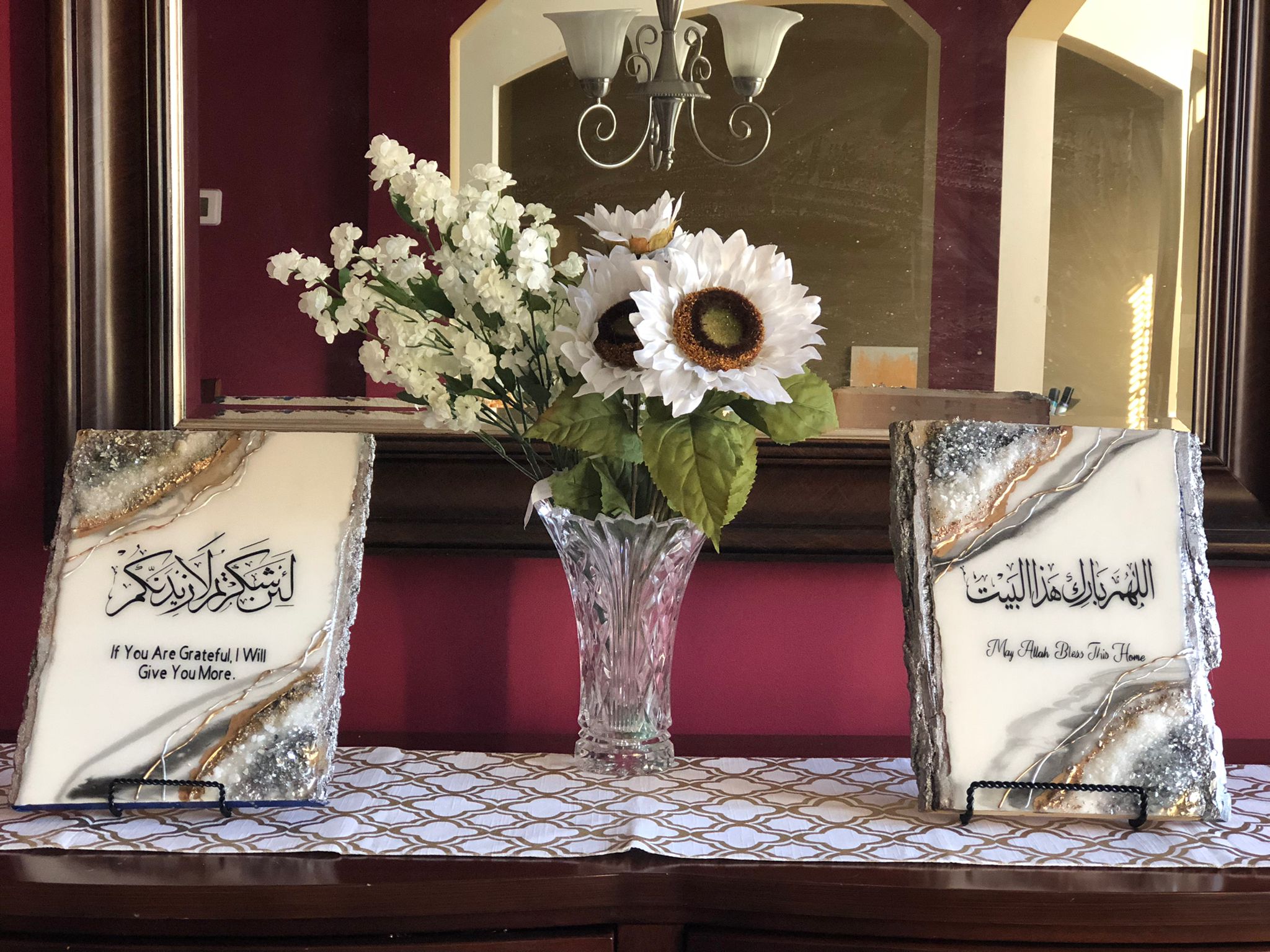 "If You Are Grateful, I Will Give You More" Resin Wood Table Decor (Made to order)