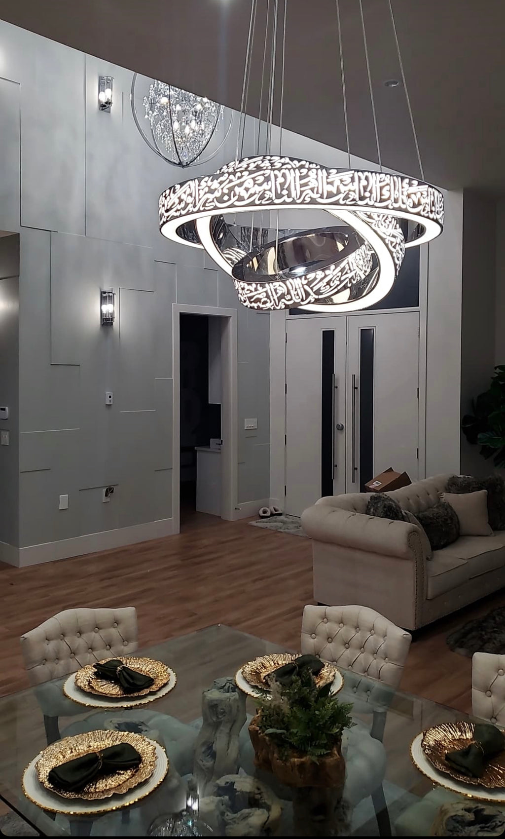 Illuminate with Faith: 3 Qul LED Ring Chandelier(Ready to ship)