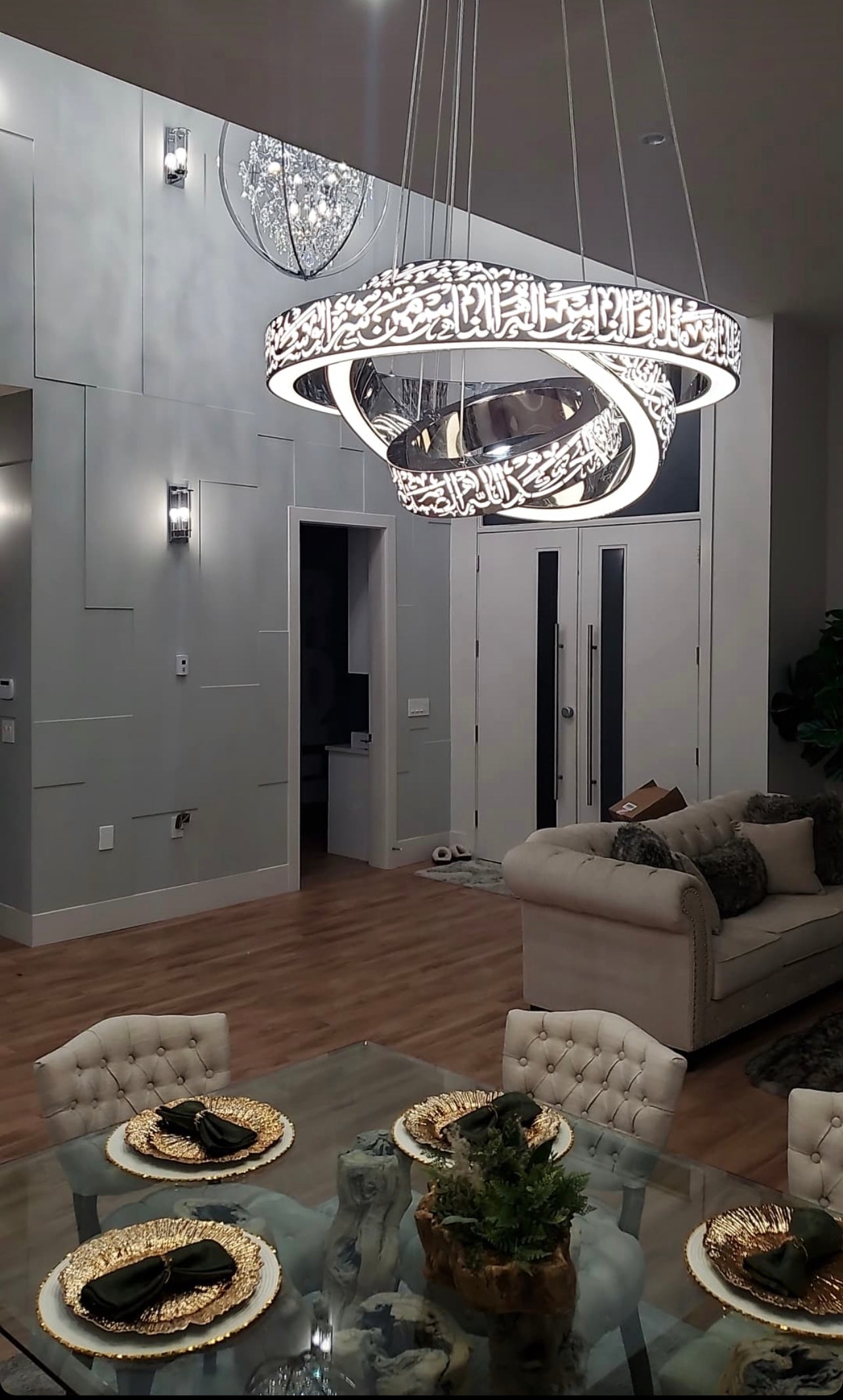 Illuminate with Faith: 3 Qul LED Ring Chandelier(Ready to ship)