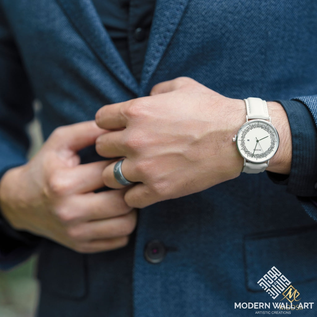 Series Ii Gray Leather Ayatul Kursi Watch