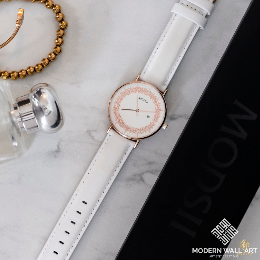Series Ii White Leather Ayatul Kursi Watch