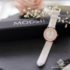 Series Ii White Leather Ayatul Kursi Watch