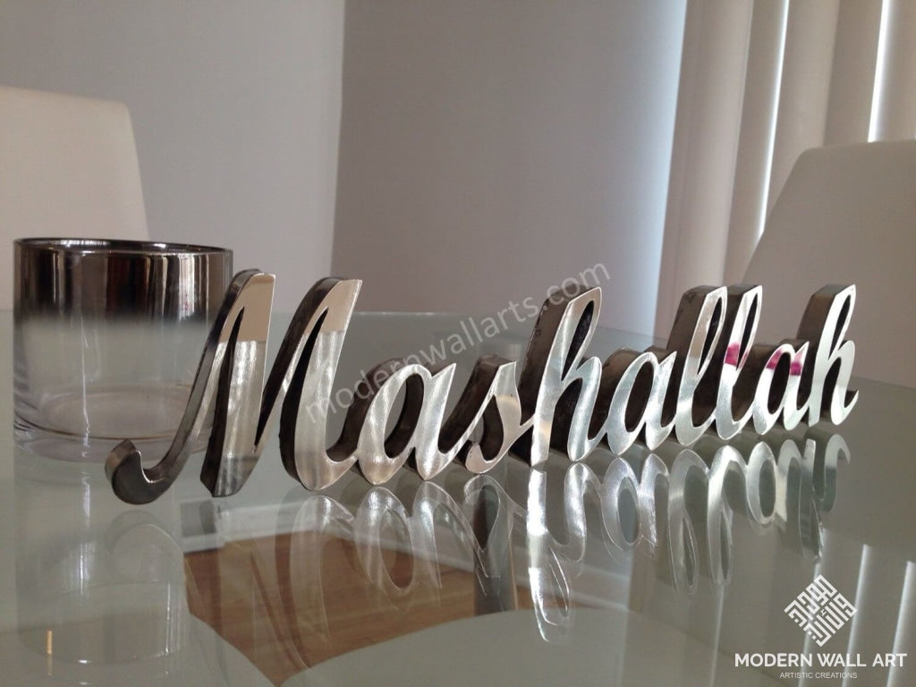 Stainless Steel ENGLISH 3D Mashallah Table Decor - Modern Wall Art