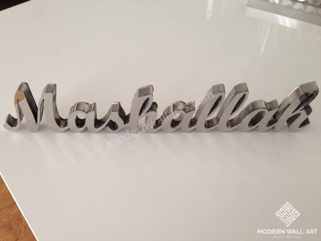 Stainless Steel ENGLISH 3D Mashallah Table Decor - Modern Wall Art